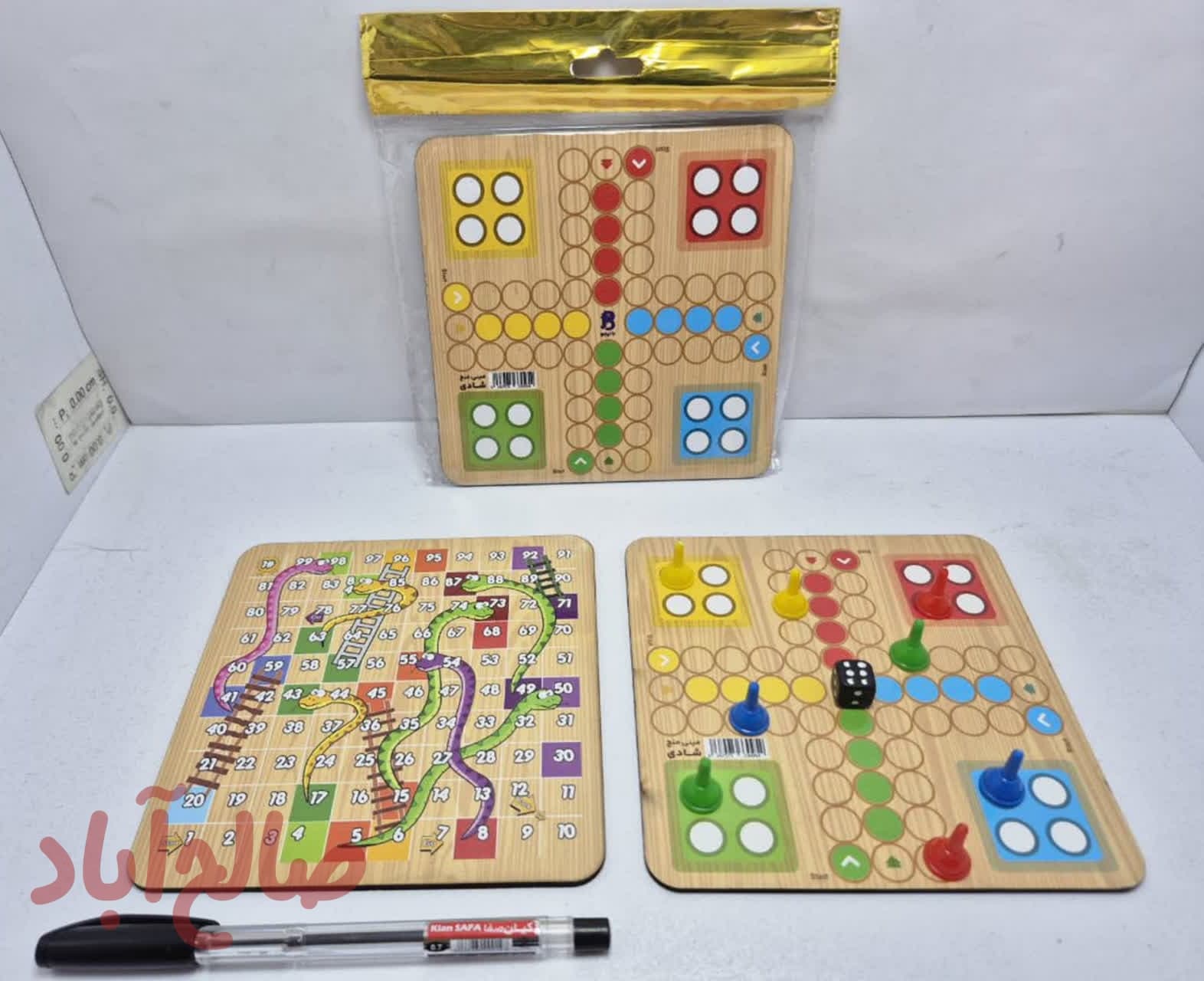 کد کالا 5010107 مینی منچ و ماروپله چوبی ۴نفره  ابعاد:14*14  