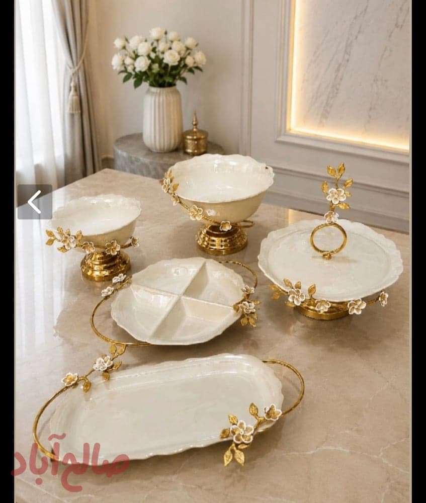 سردیس پذیرایی چینی سرامیکی فلز و برنج رنگ  لاستر