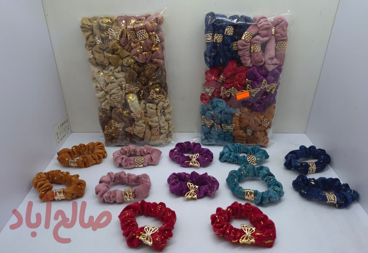 کد کالا 5020056 کش مو مخمل طلاکوب سگک دار (۲۴عددی)