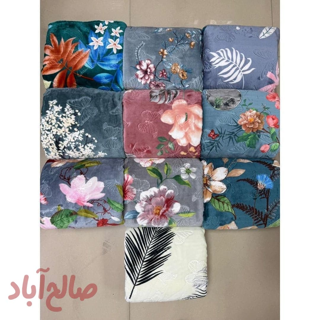 پتوی مسافری لیزری گلدار سنگین دونفره 