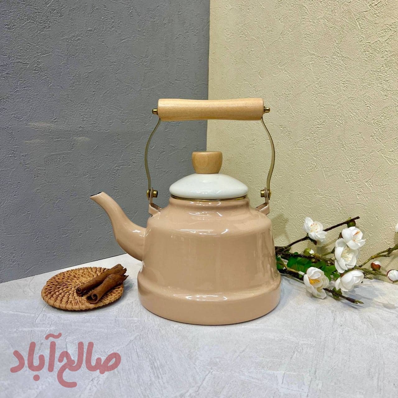کتری لعابی ساده رنگ موکا