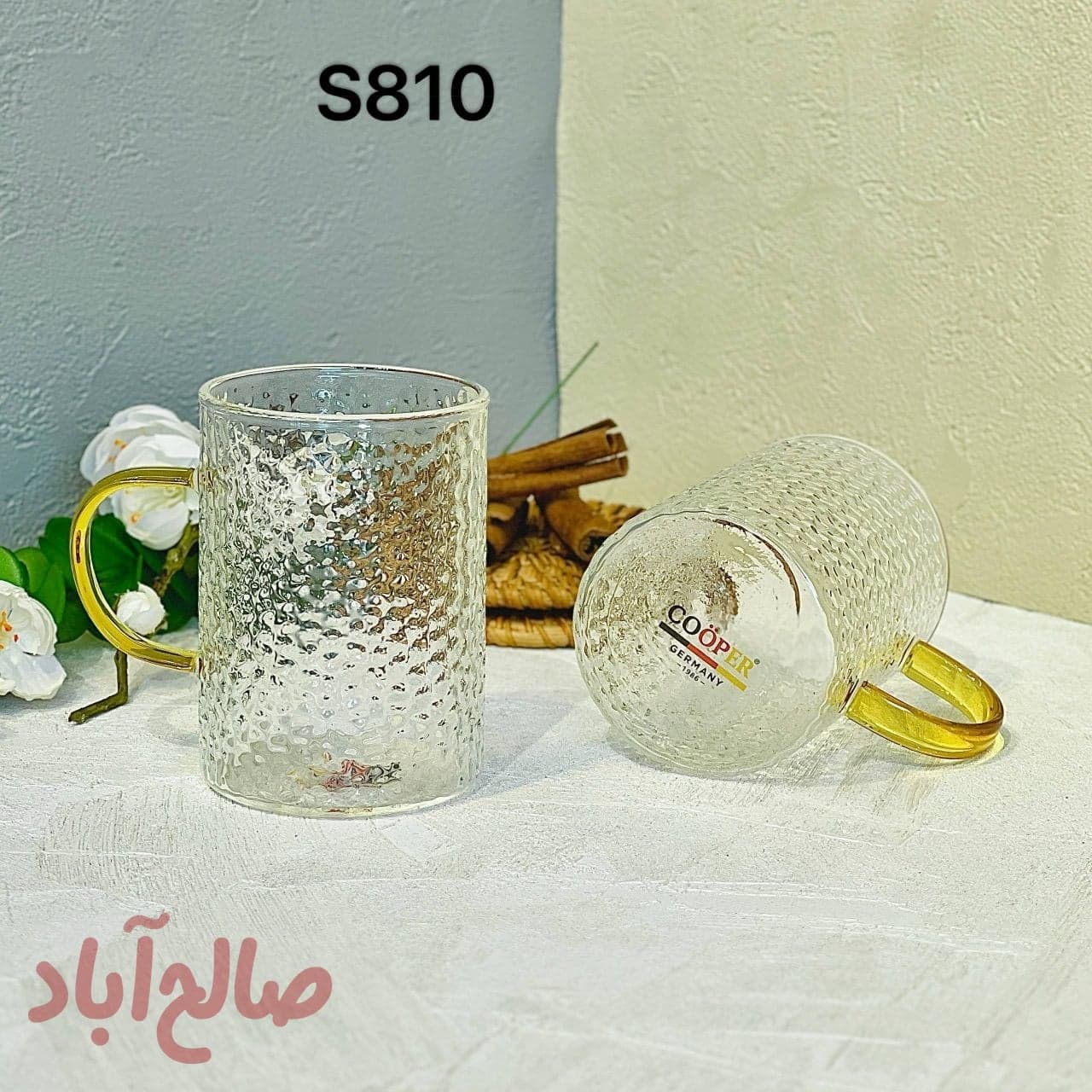 لیوان پیرکس استوانه طرح دانه درشت 240 میل