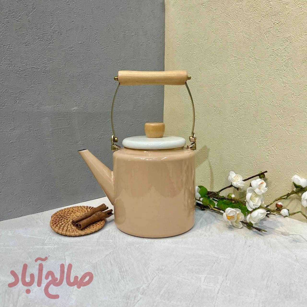 کتری لعابی ساده رنگ موکا