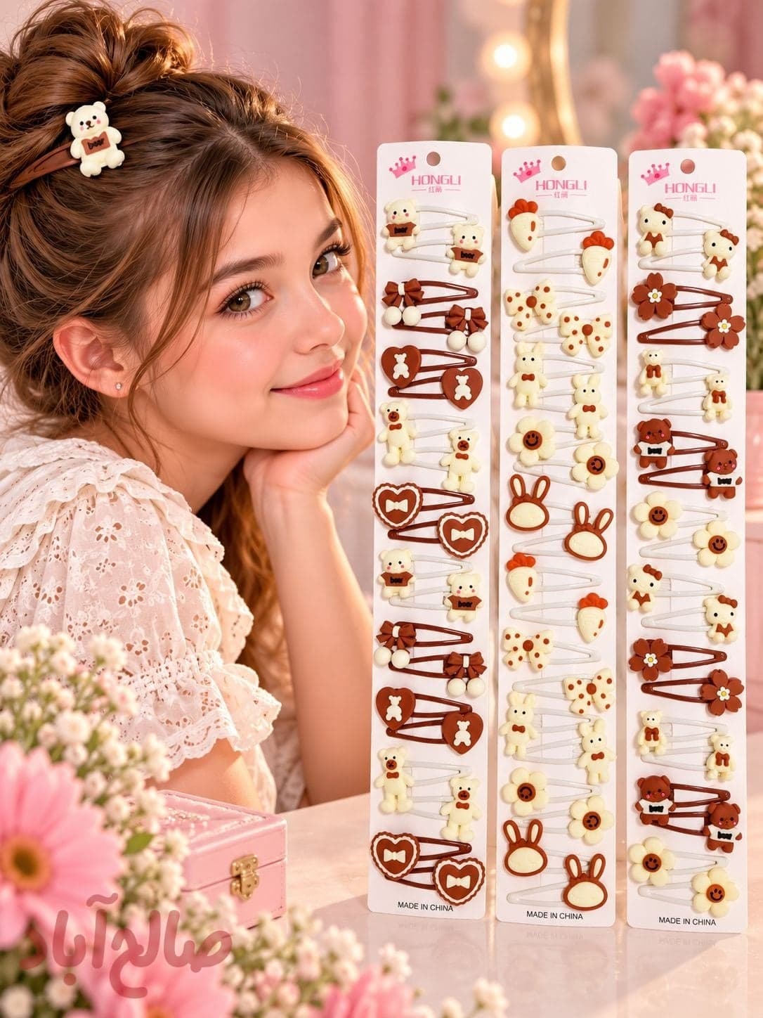 تق تقی جفتی استیکردار کرم قهوه ای