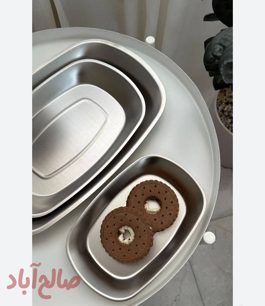 دیس گود طرح دار استیل نقره ایی