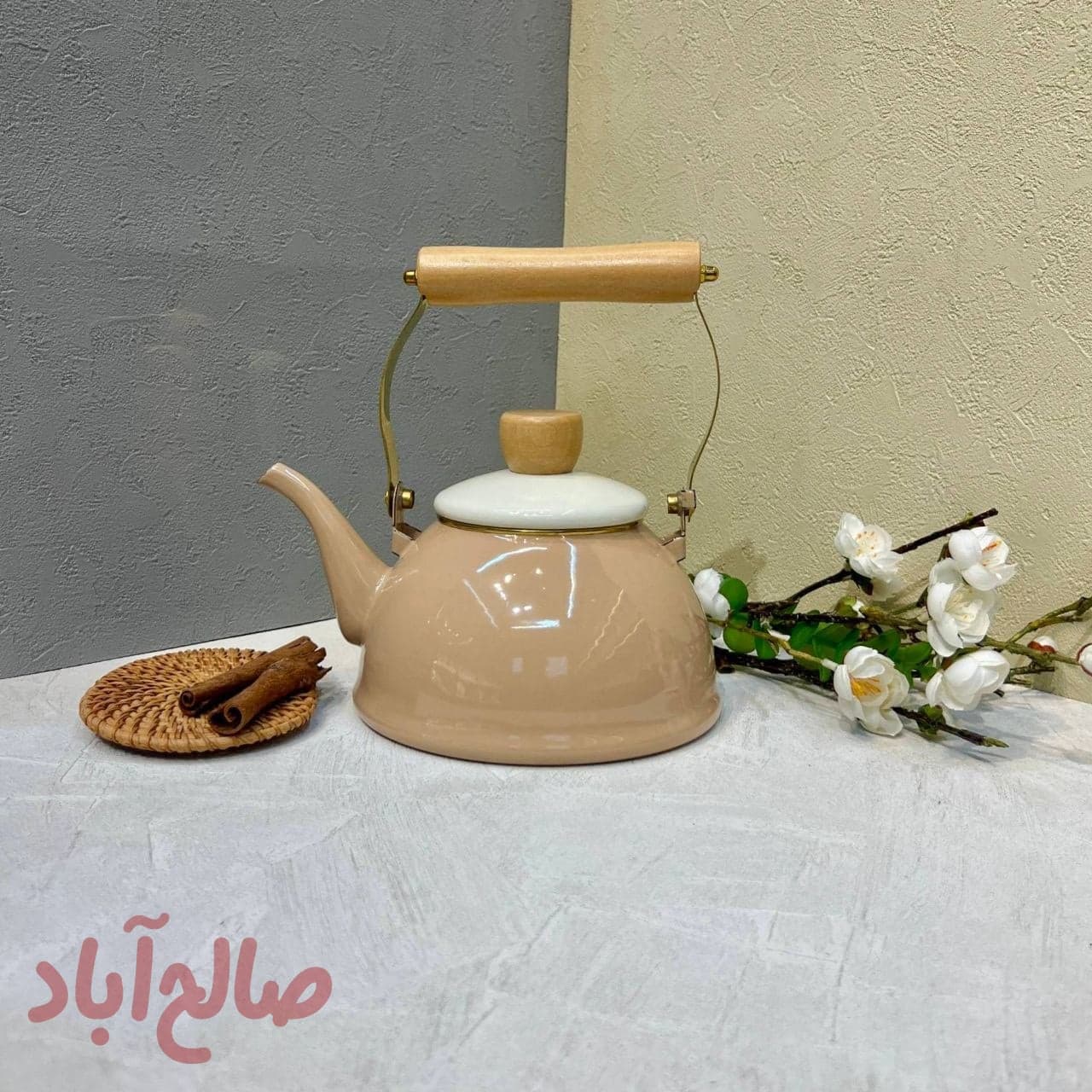 کتری لعابی ساده رنگ موکا