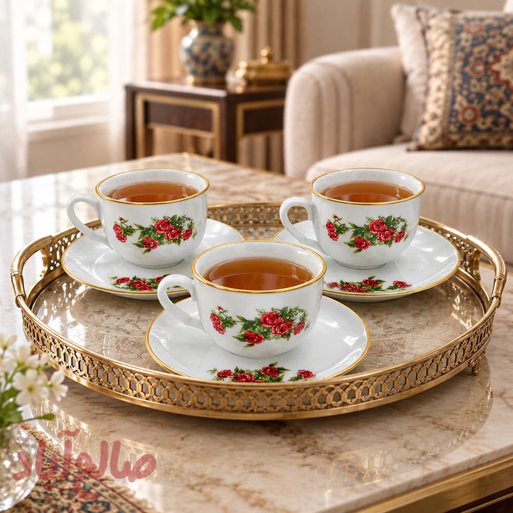 چای خوری 12 پارچه گلسرخ چینی تقدیس 