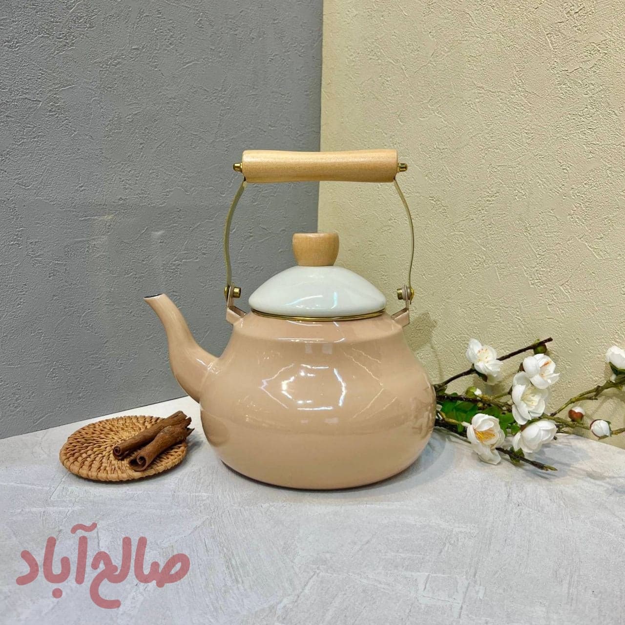 کتری لعابی ساده رنگ موکا
