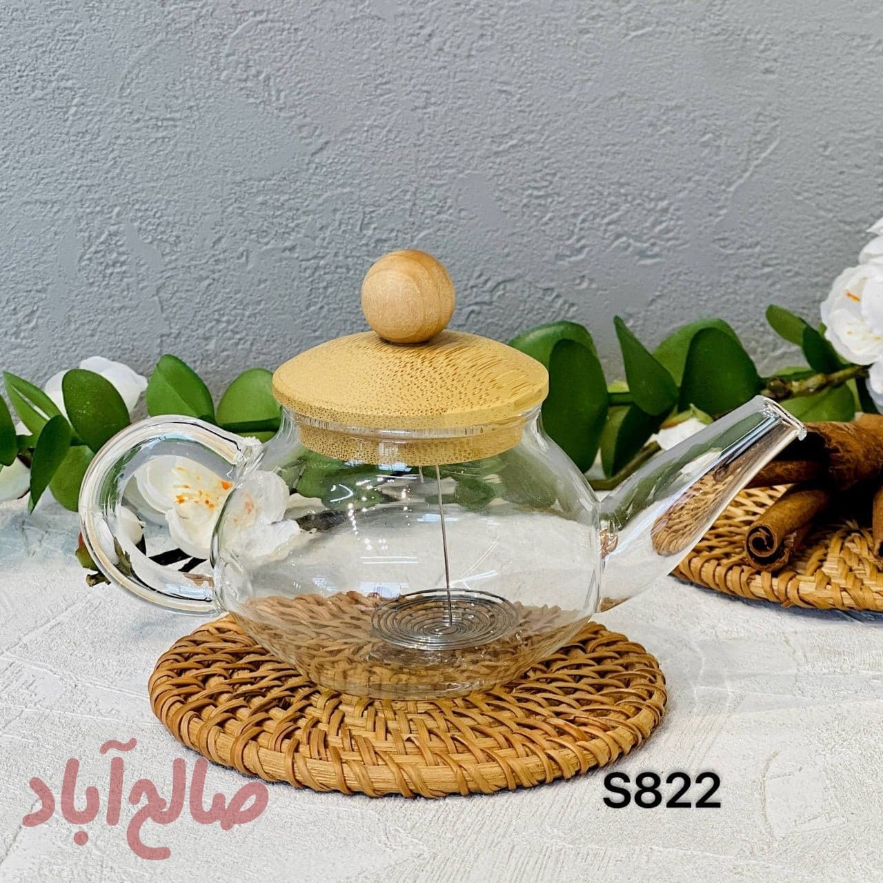 قوری زعفران ساده درب بامبو