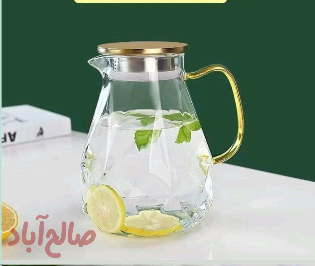 پارچ پیرکس درب استیل طلایی 1500میل