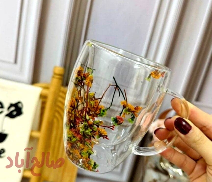 ماگ دوجداره گلدار