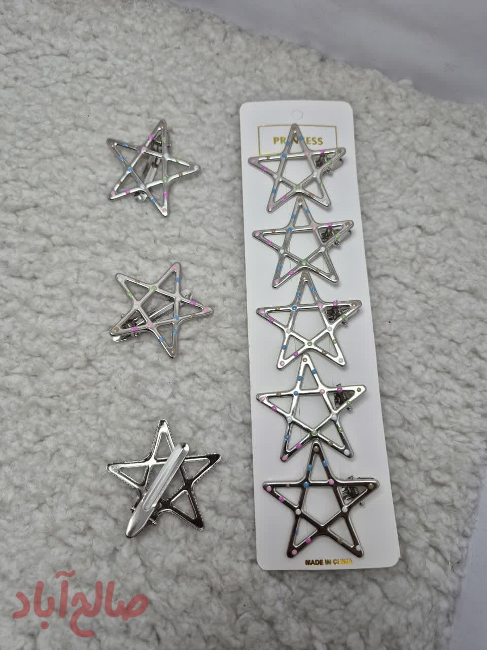 کد کالا 5100082 انبری مو فلزی طرح ستاره نگین دار (۵عددی)