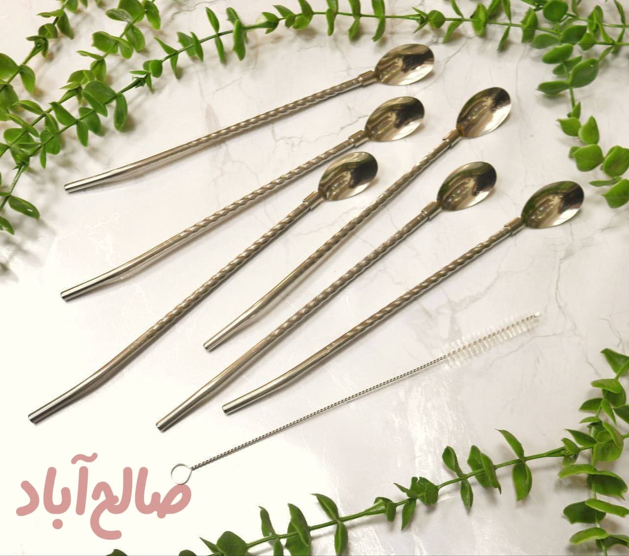 نی قاشق دار سیلور همراه با فرچه نی شور