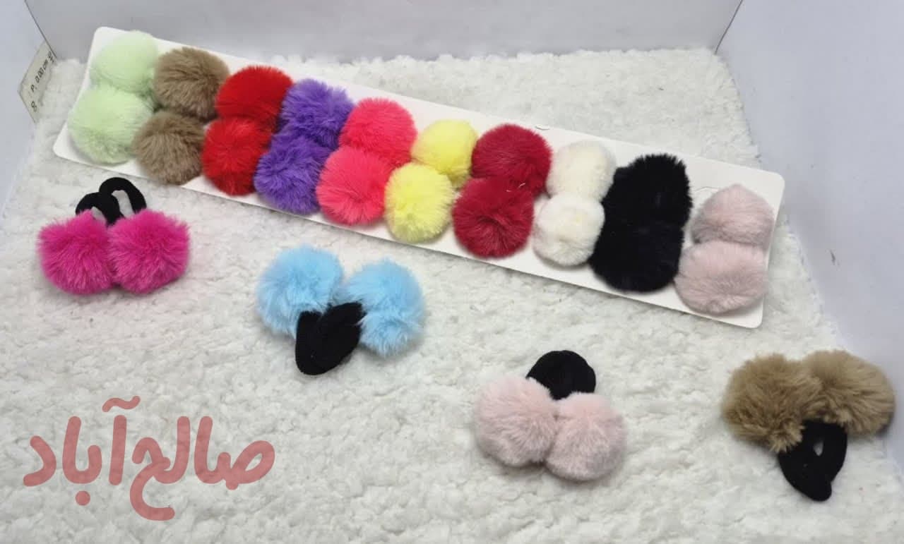 کد کالا 5020029 کش مو حوله ای مشکی توپی رنگی اعلا (۱۰جفتی)