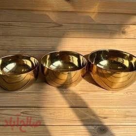 کاسه سه عددی دوجداره طلایی زیر مربع