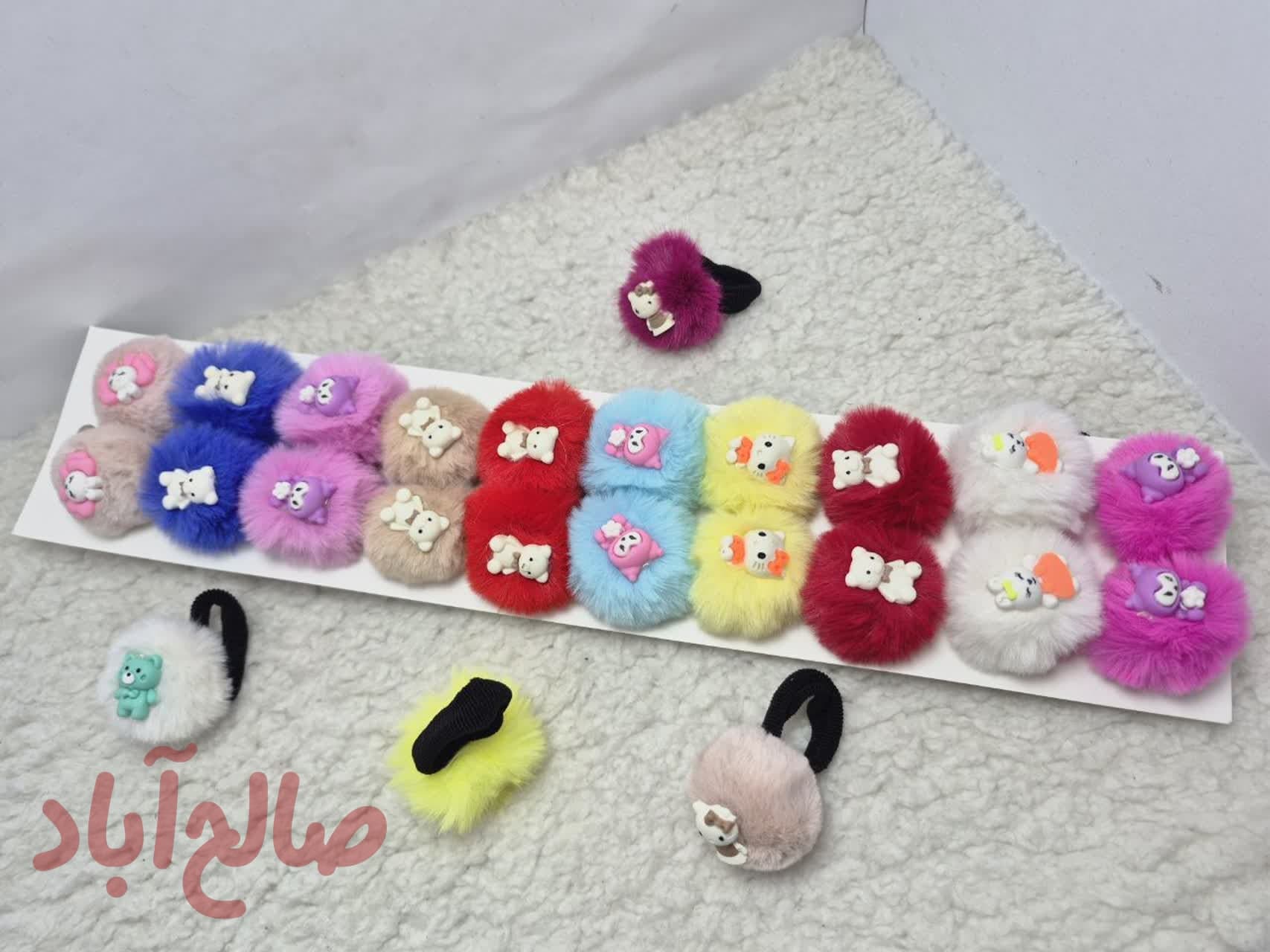 کد کالا 5180029 کش مو حوله ای توپی رنگی پاستیلی (۱۰جفتی)