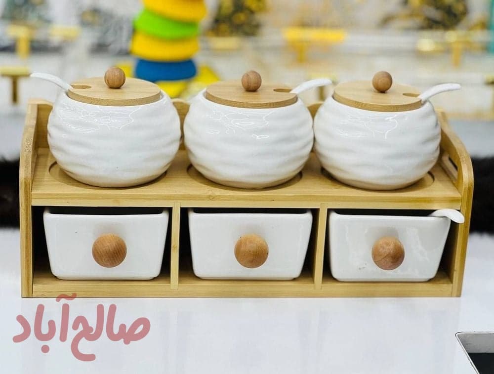 ست جا ادویه 6 عددی سرامیکی مدل موج
