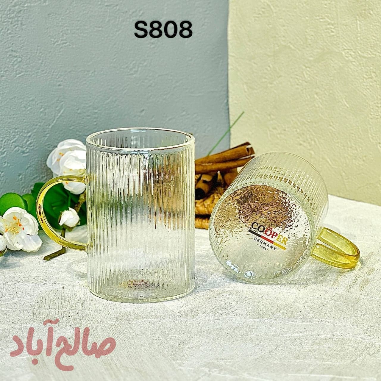 لیوان پیرکس استوانه طرح شیاردار 240 میل