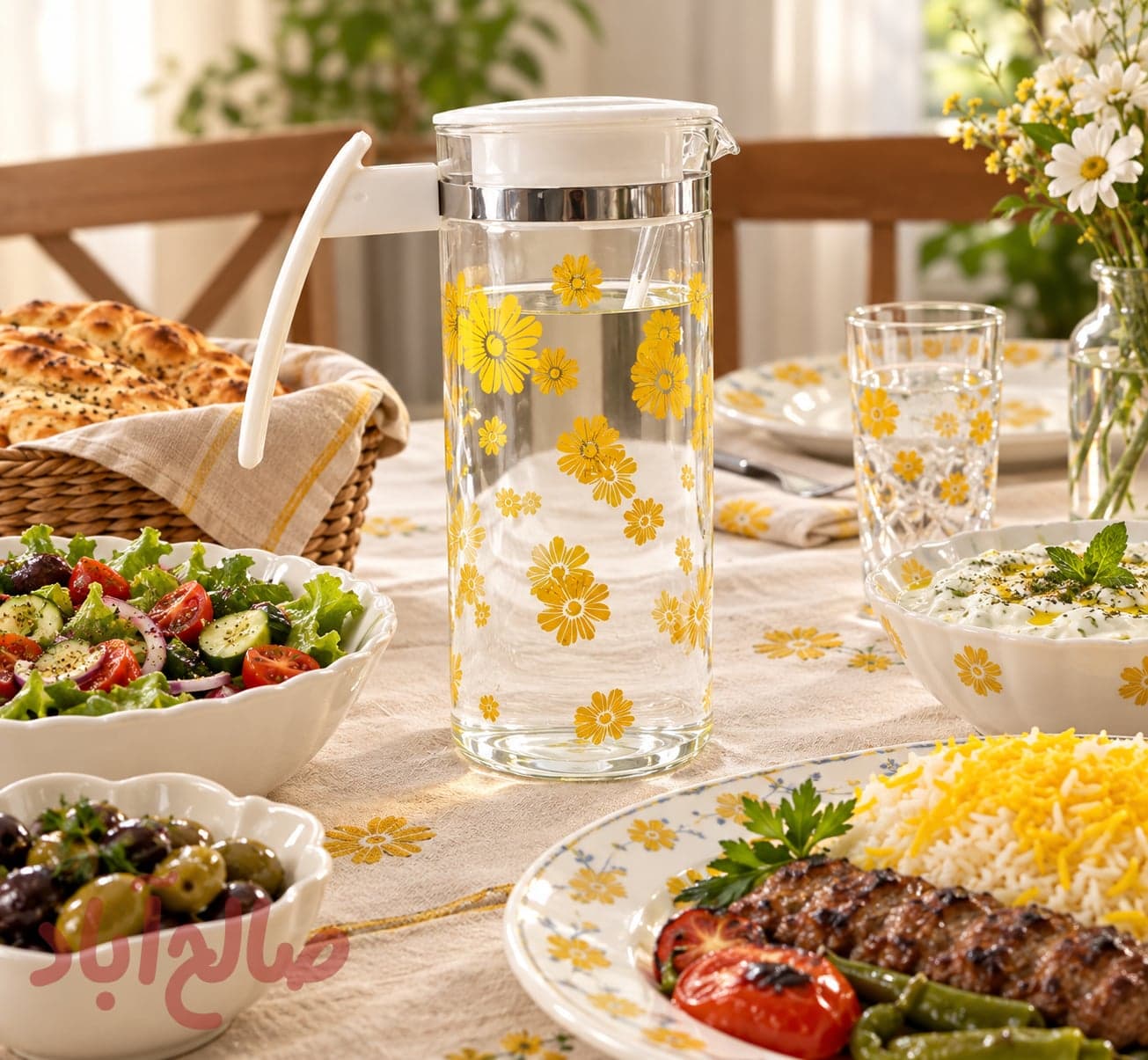 پارچ گلدار استوانه ای