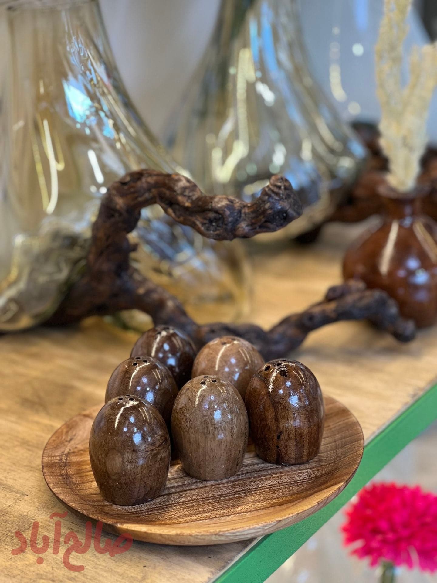 نمکدان چوب گردو تیره