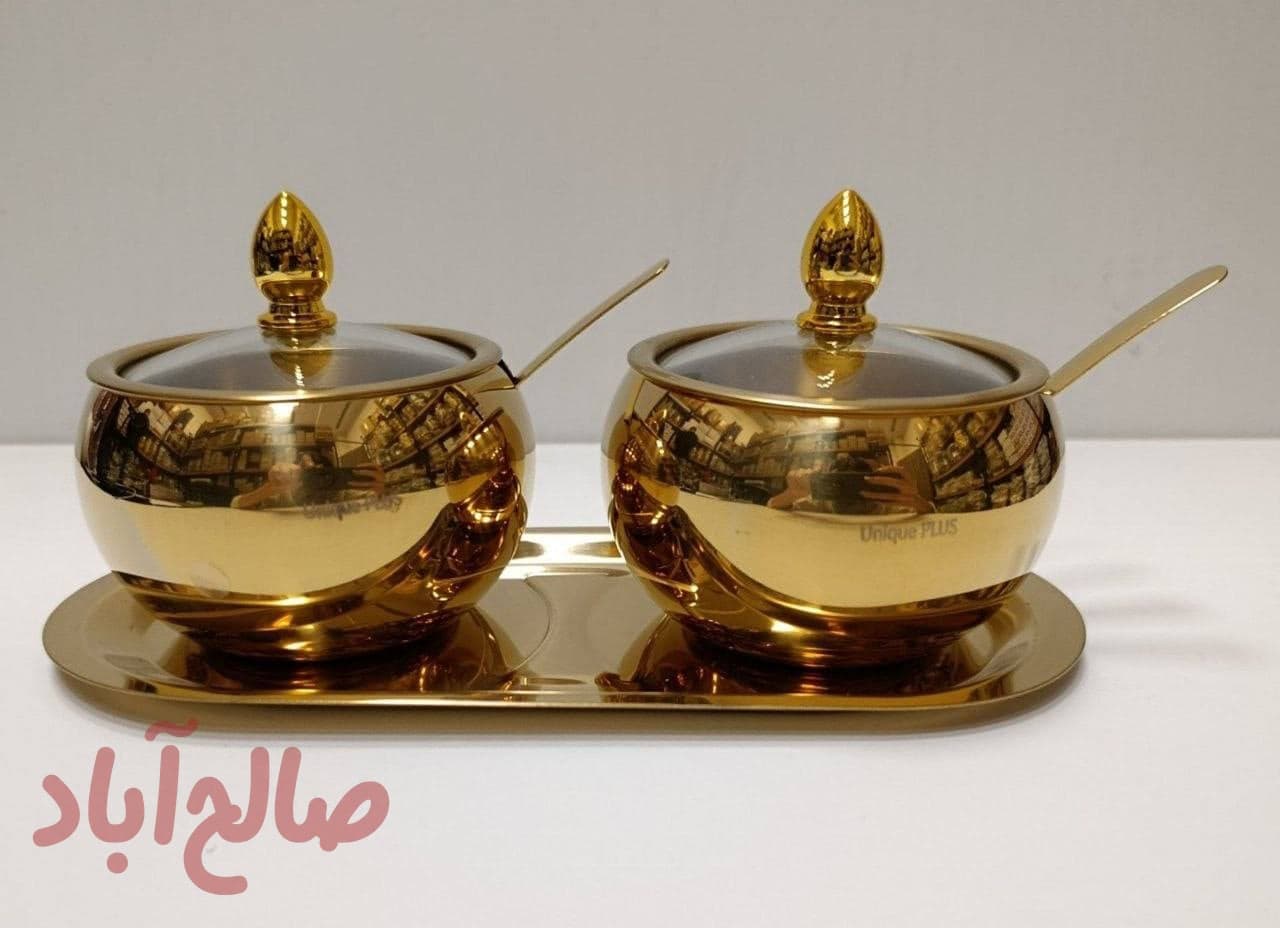 جا ادویه ایی دوتایی استیل طلایی