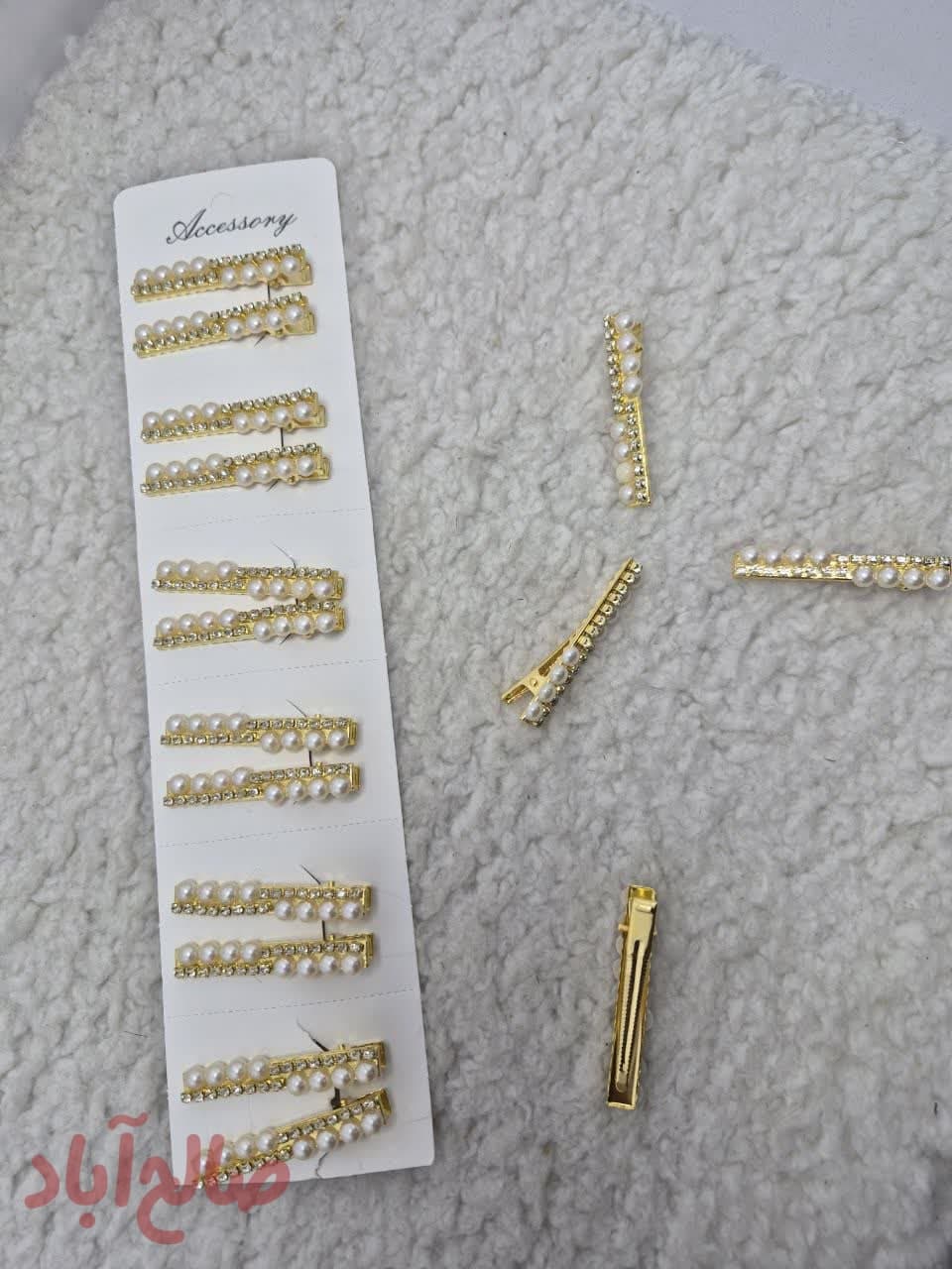 کد کالا 5100014 انبری مو طلایی نگین دار ترکیبی چپ و راست (۶جفتی)