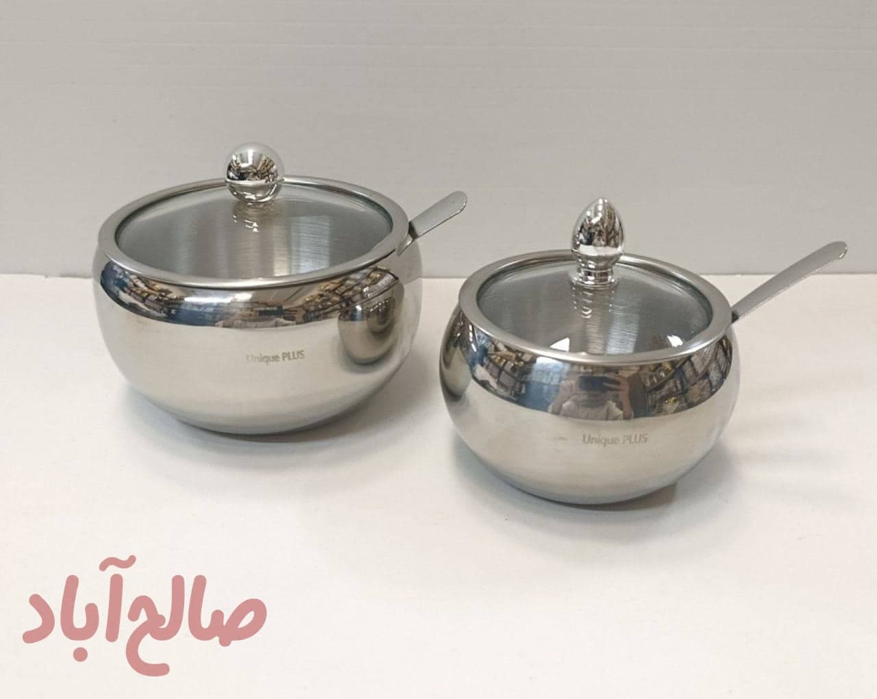 قندان در پیرکس استیل سیلور دوسایز