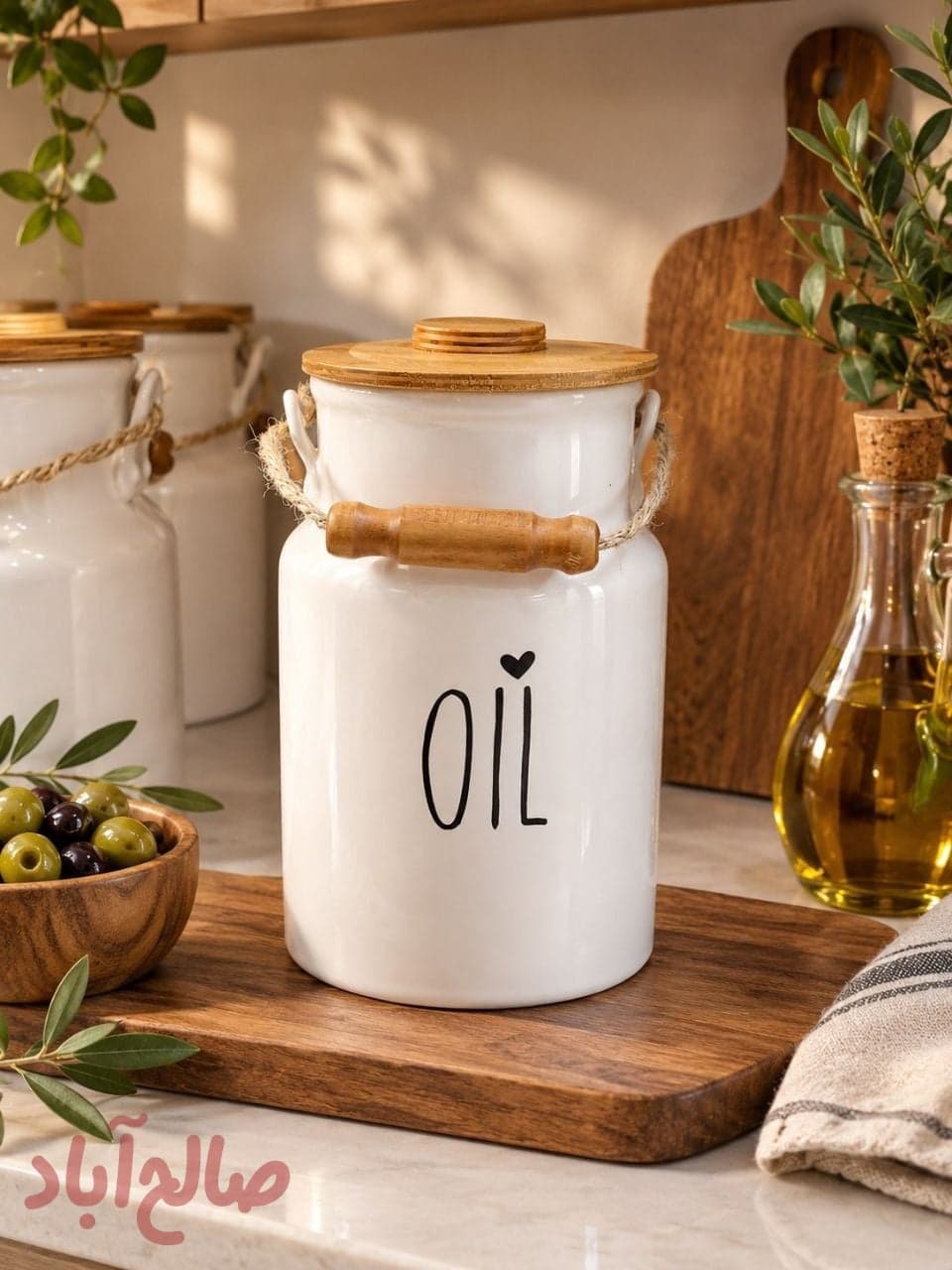 بانکه روغن سرامیکی دسته کنفی 2کیلویی