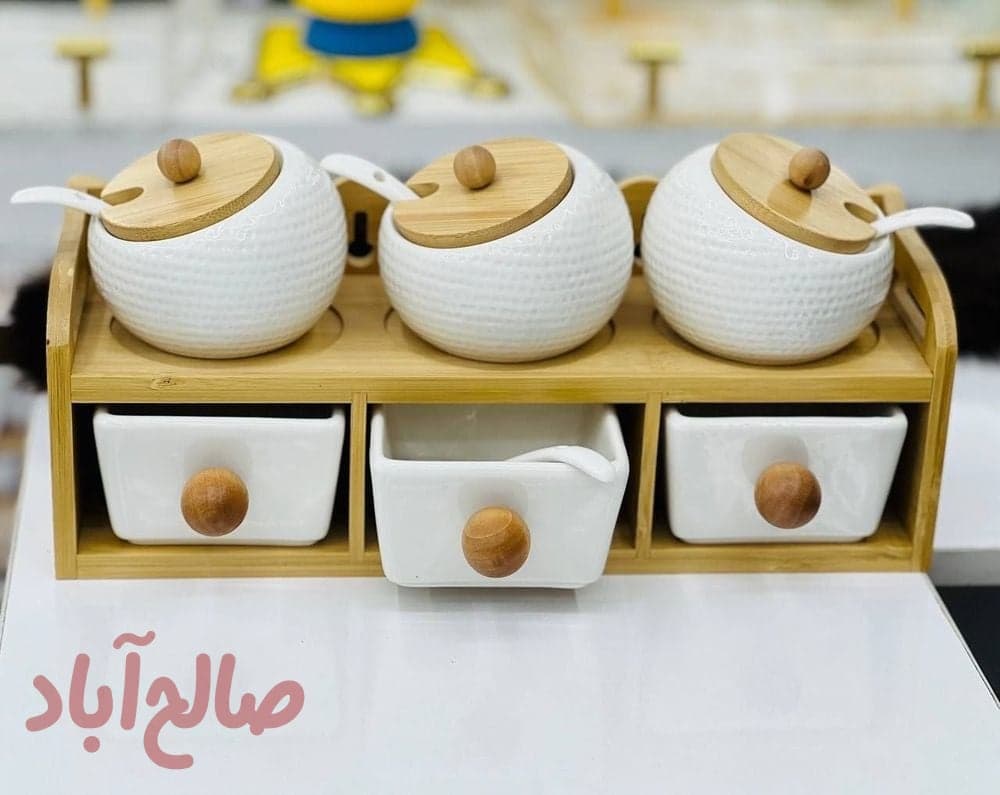ست جا ادویه سرامیکی 6 عددی نگین