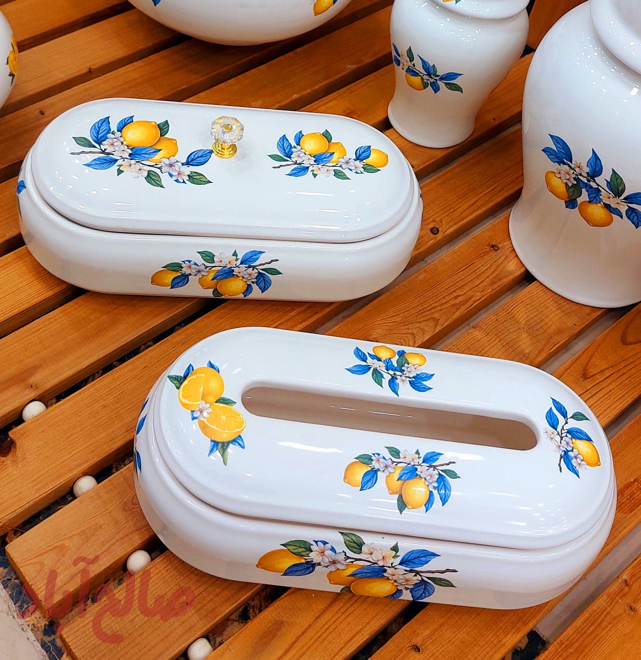 جا دستمال و جا کاردی لیمو