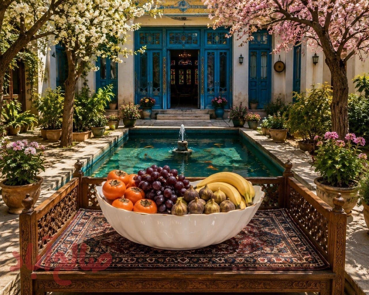 کشکول سبدی بزرگ خط طلا سرامیکی